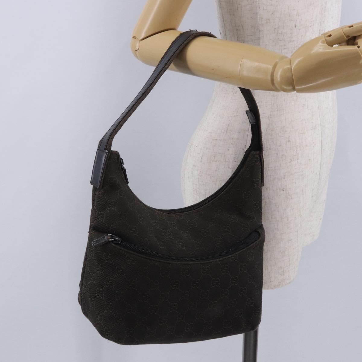 GUCCI GG Canvas Shoulder Bag Brown 105649 Auth 203464