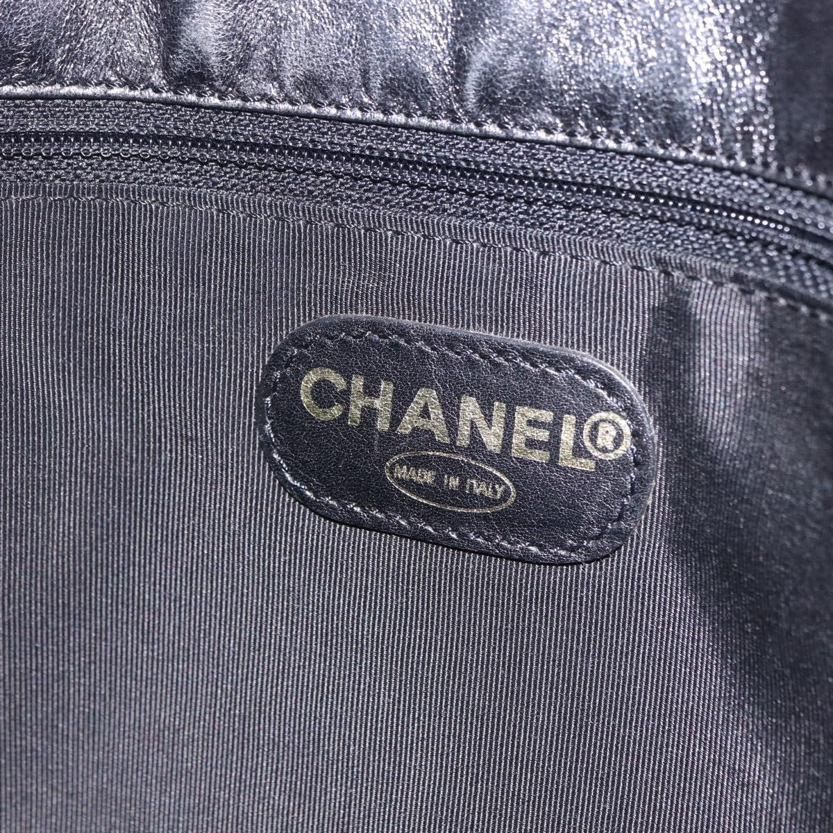 CHANEL Shoulder Bag Leather Blue Gold CC Auth 203466A