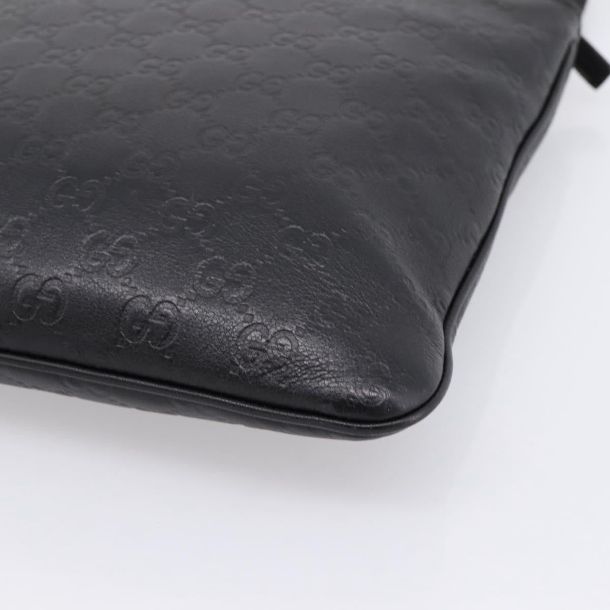 GUCCI GG Canvas Guccissima Bag Leather Outlet Black Gold 239347 Auth 203467V