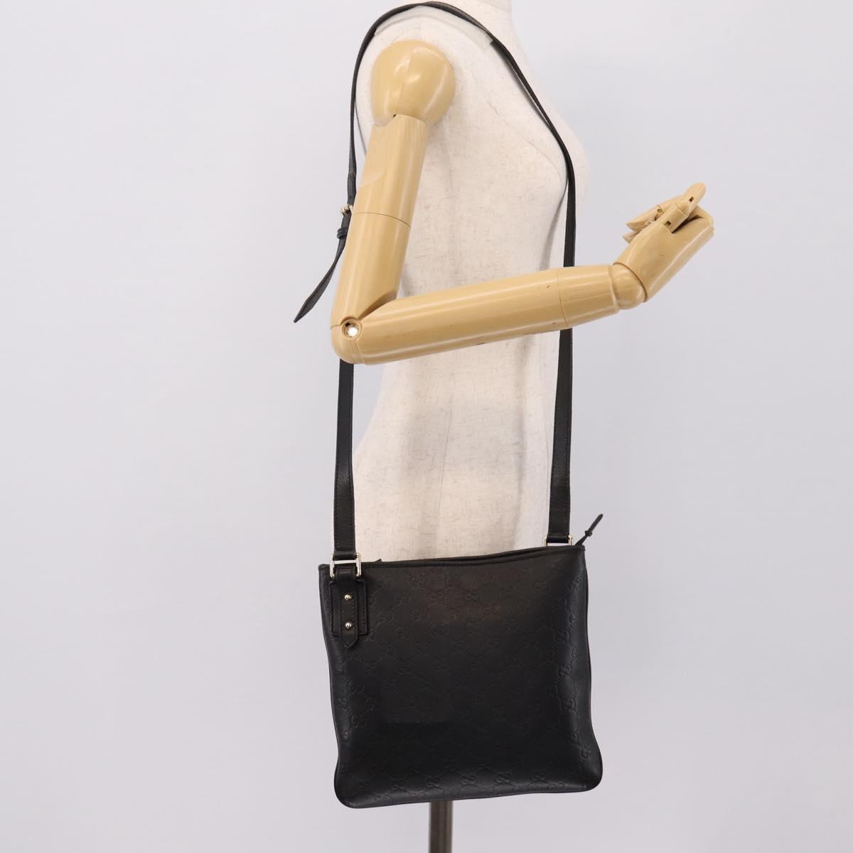 GUCCI GG Canvas Guccissima Bag Leather Outlet Black Gold 239347 Auth 203467V