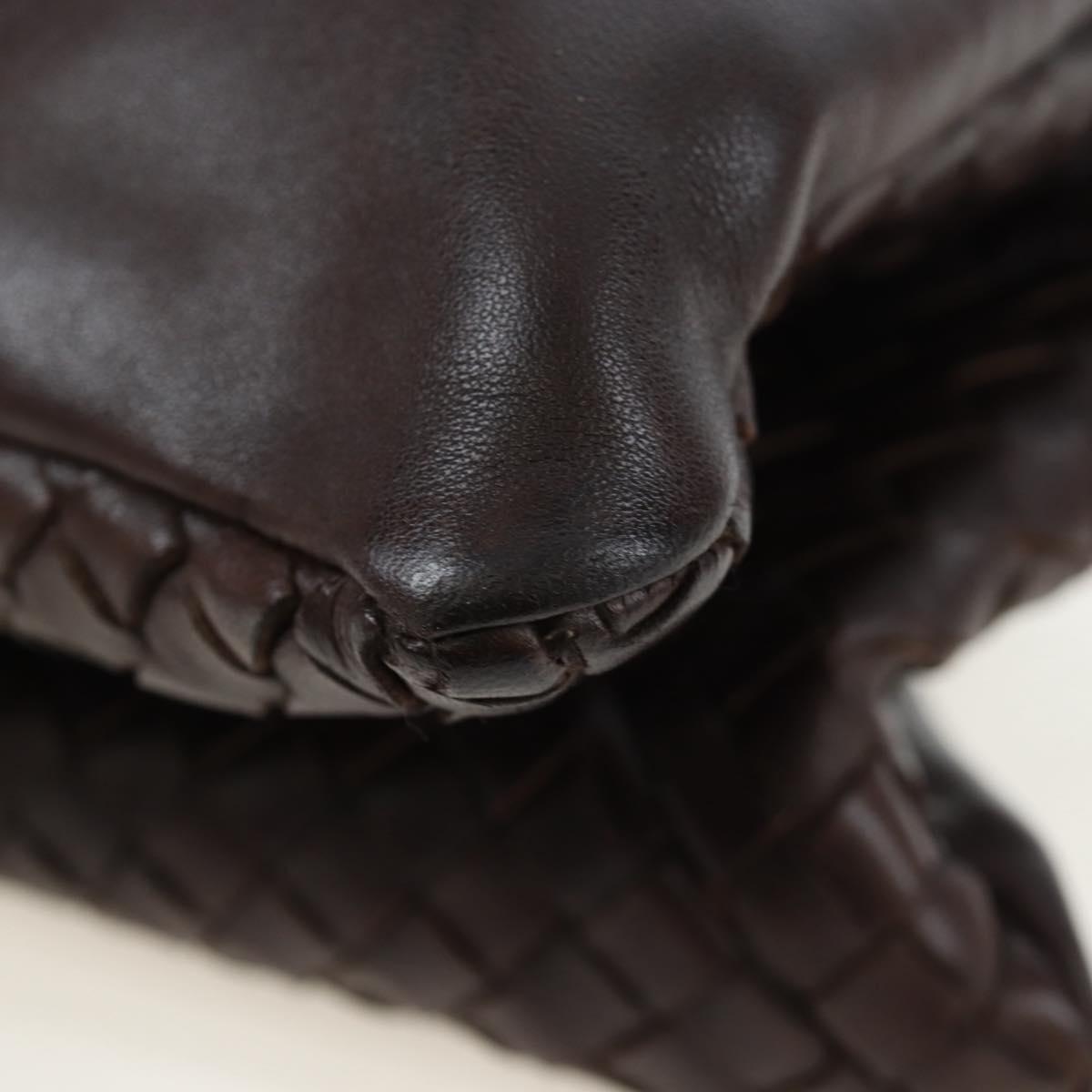 BOTTEGA VENETA INTRECCIATO Shoulder Bag Leather Brown Gold Auth 203468V