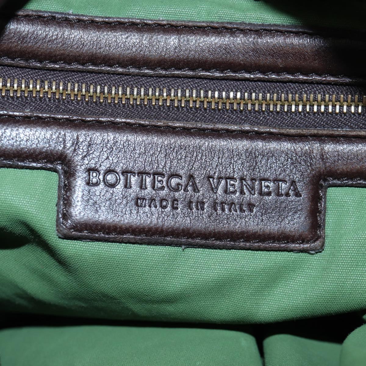 BOTTEGA VENETA INTRECCIATO Shoulder Bag Leather Brown Gold Auth 203468V