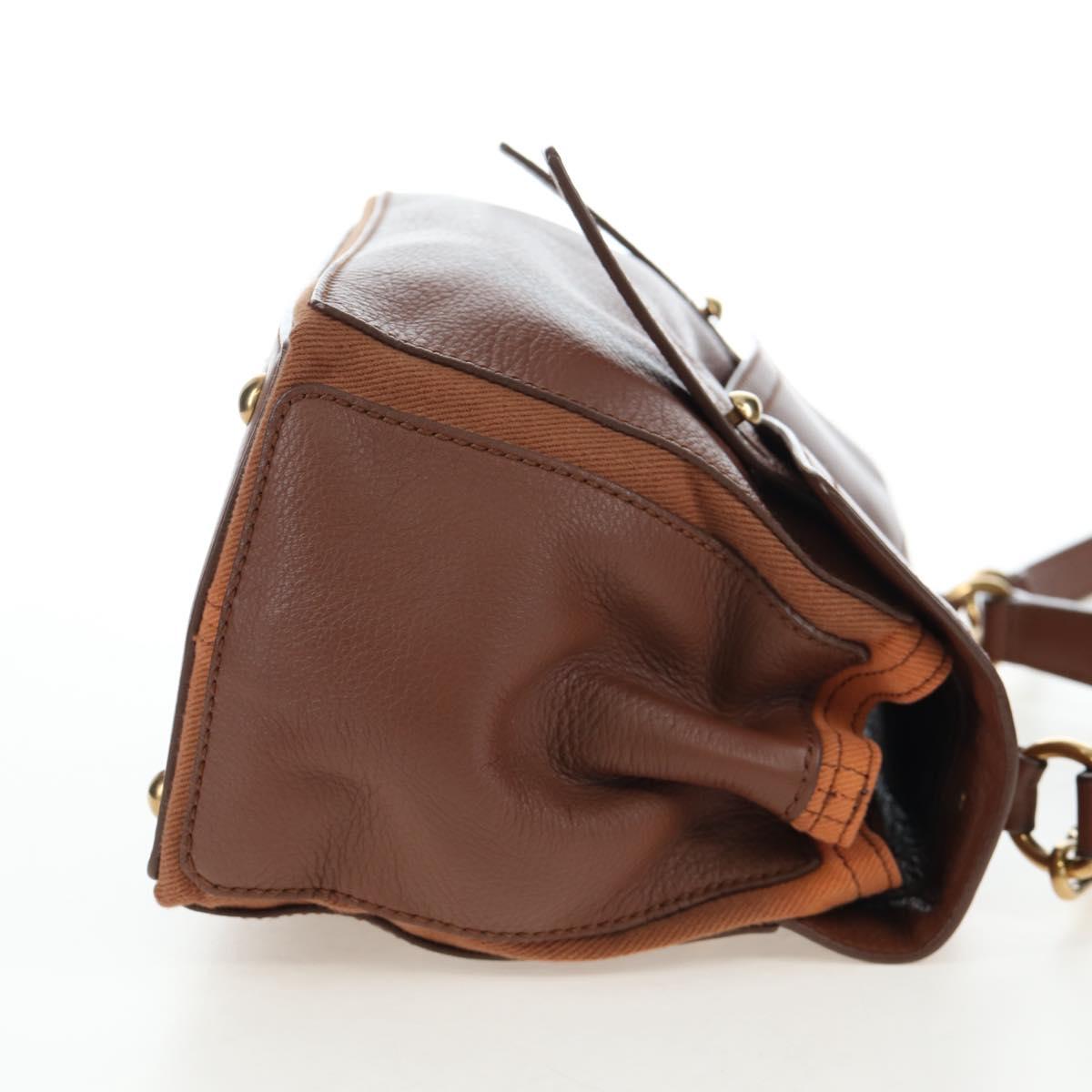 SAINT LAURENT Muse Toe Hand Bag Leather 2way Brown Gold 283761 Auth 203469V