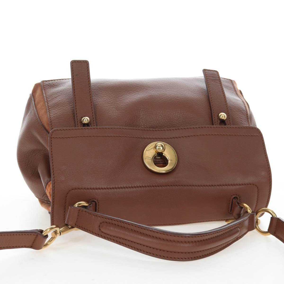 SAINT LAURENT Muse Toe Hand Bag Leather 2way Brown Gold 283761 Auth 203469V