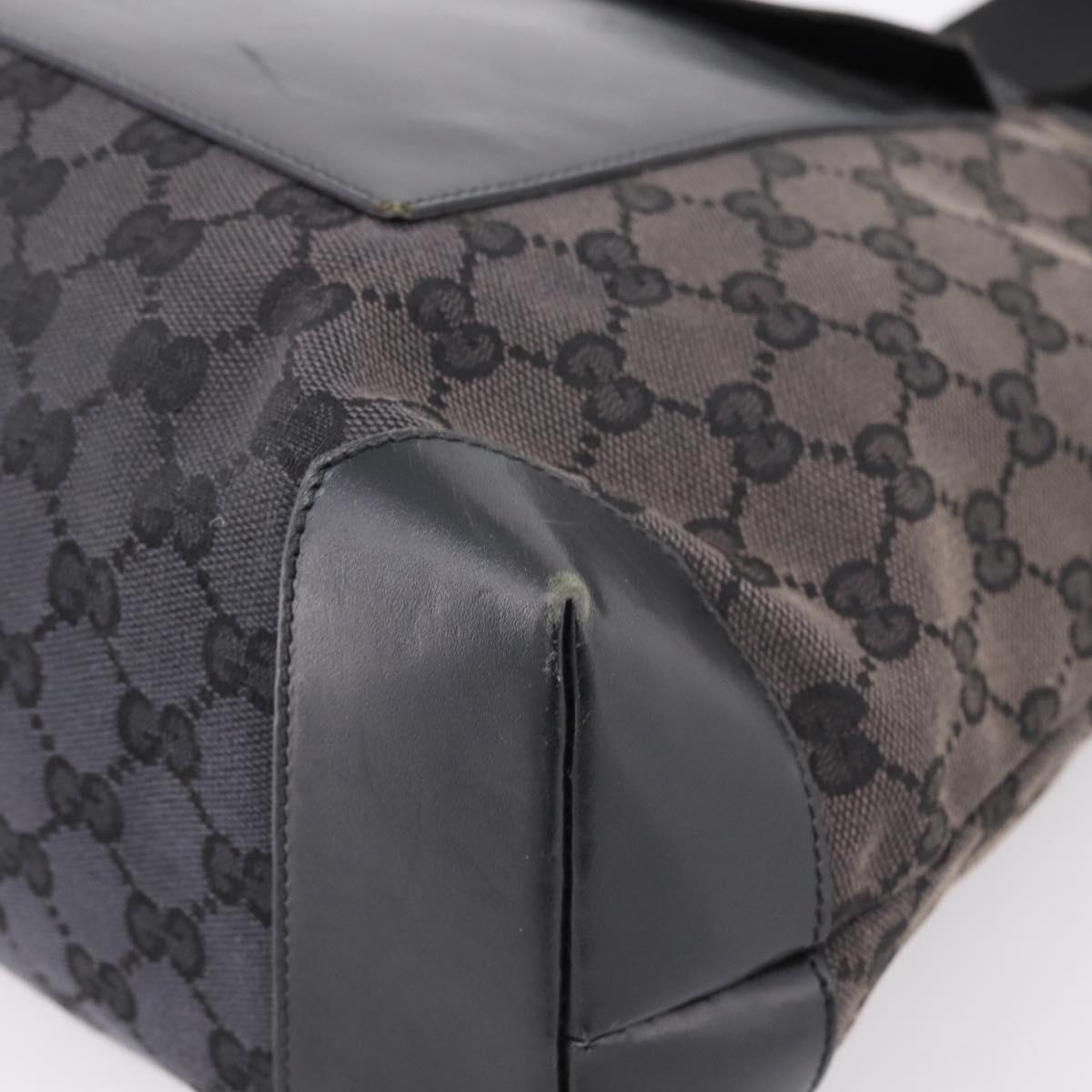 GUCCI GG Canvas Tote Bag Black Silver 019 0426 Auth 203470