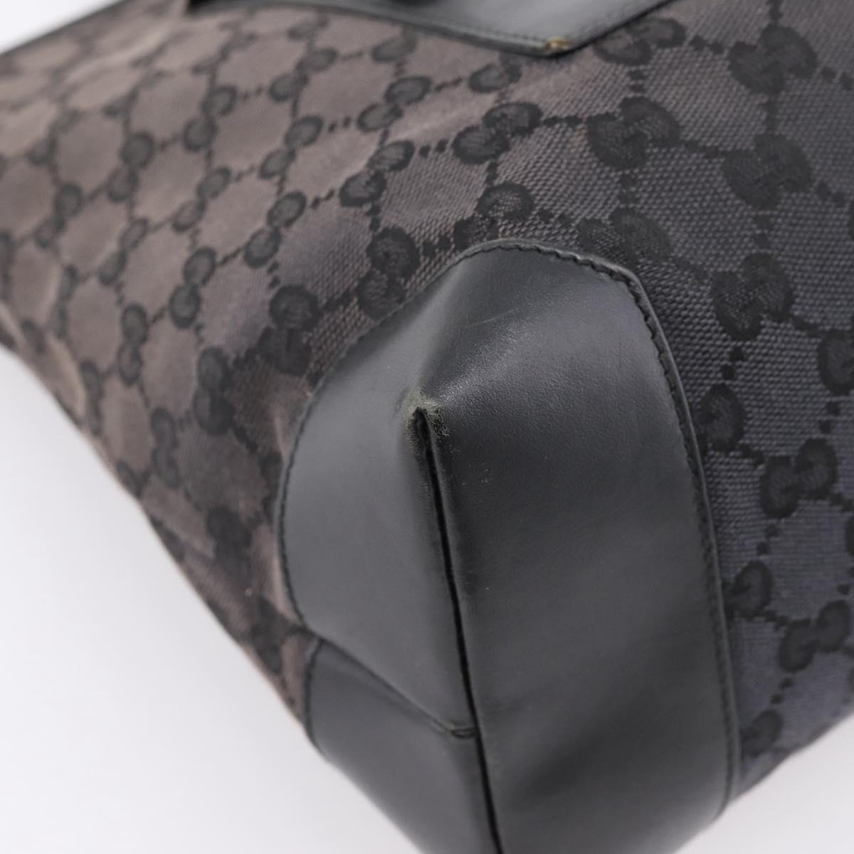 GUCCI GG Canvas Tote Bag Black Silver 019 0426 Auth 203470
