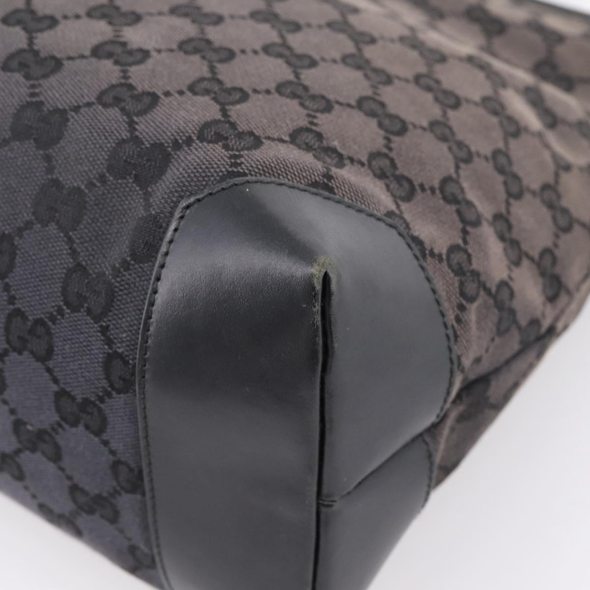 GUCCI GG Canvas Tote Bag Black Silver 019 0426 Auth 203470