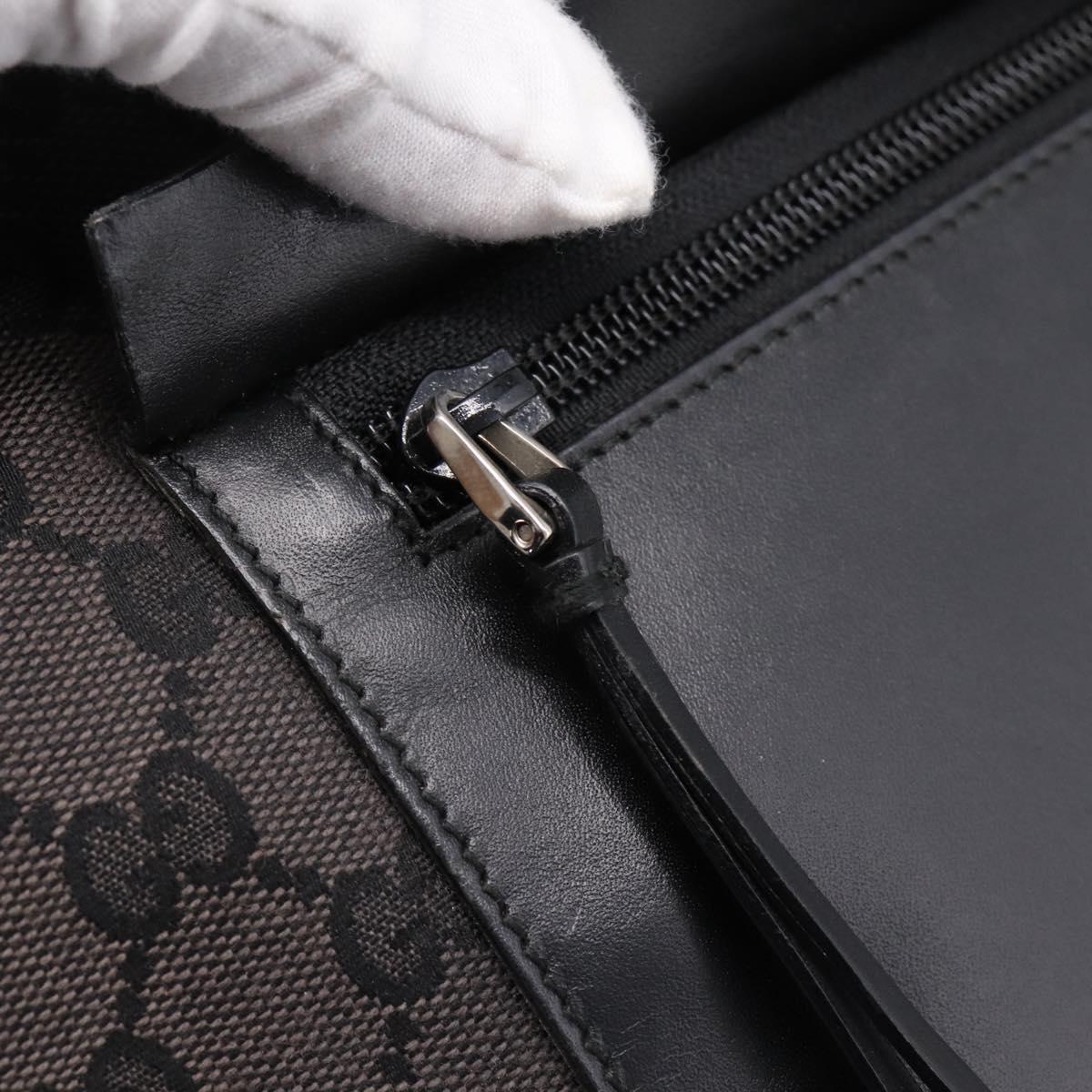 GUCCI GG Canvas Tote Bag Black Silver 019 0426 Auth 203470