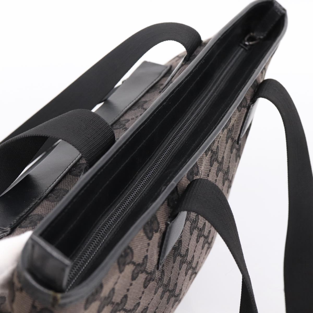 GUCCI GG Canvas Tote Bag Black Silver 019 0426 Auth 203470