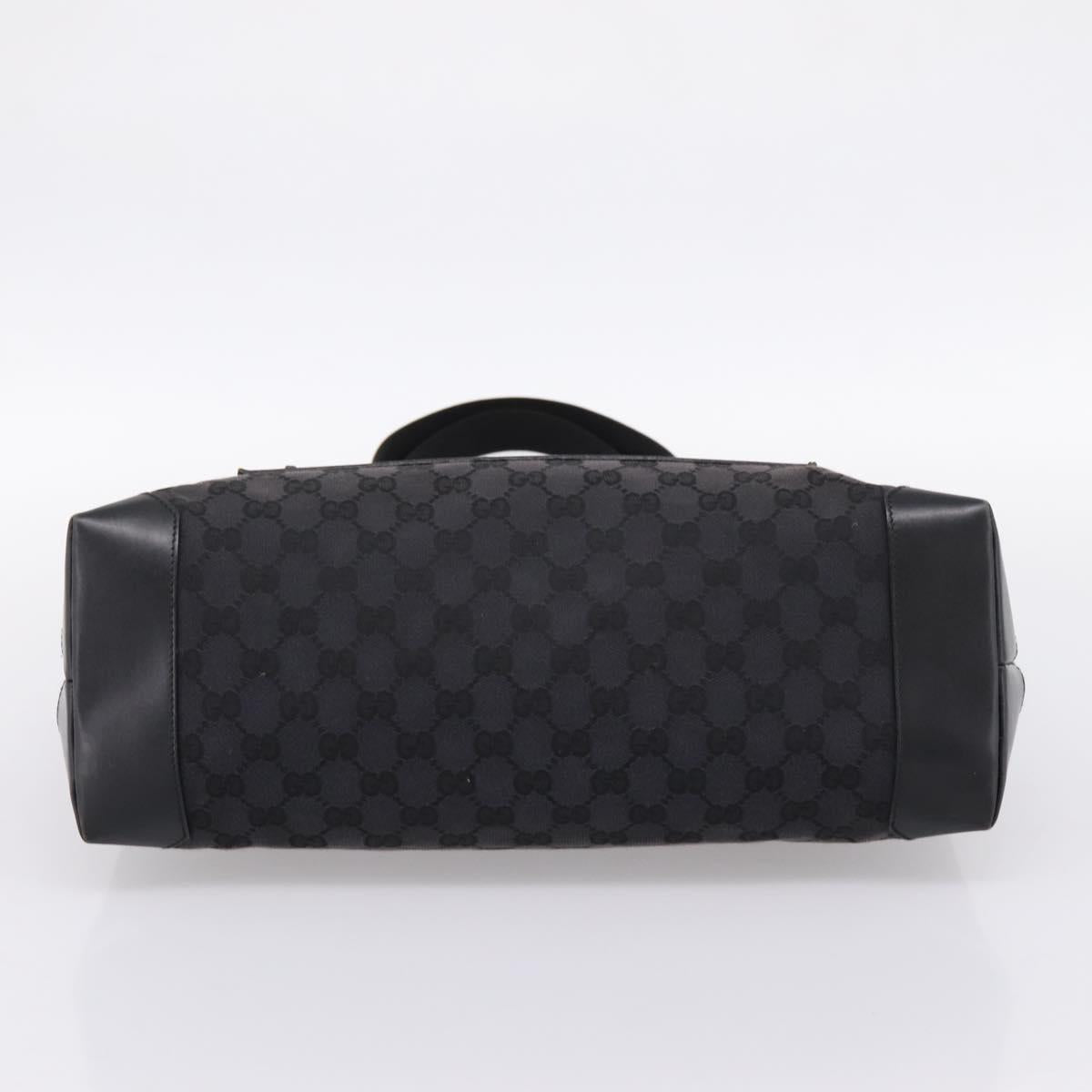 GUCCI GG Canvas Tote Bag Black Silver 019 0426 Auth 203470