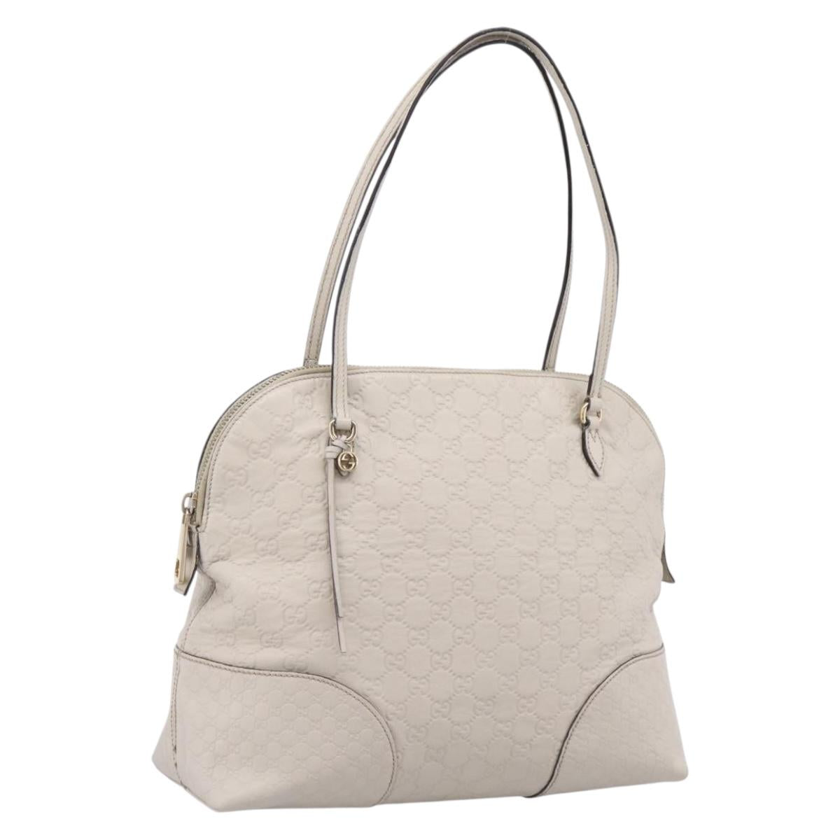 GUCCI GG Canvas Guccissima Shoulder Bag Leather Ivory Gold 323673 Auth 203471