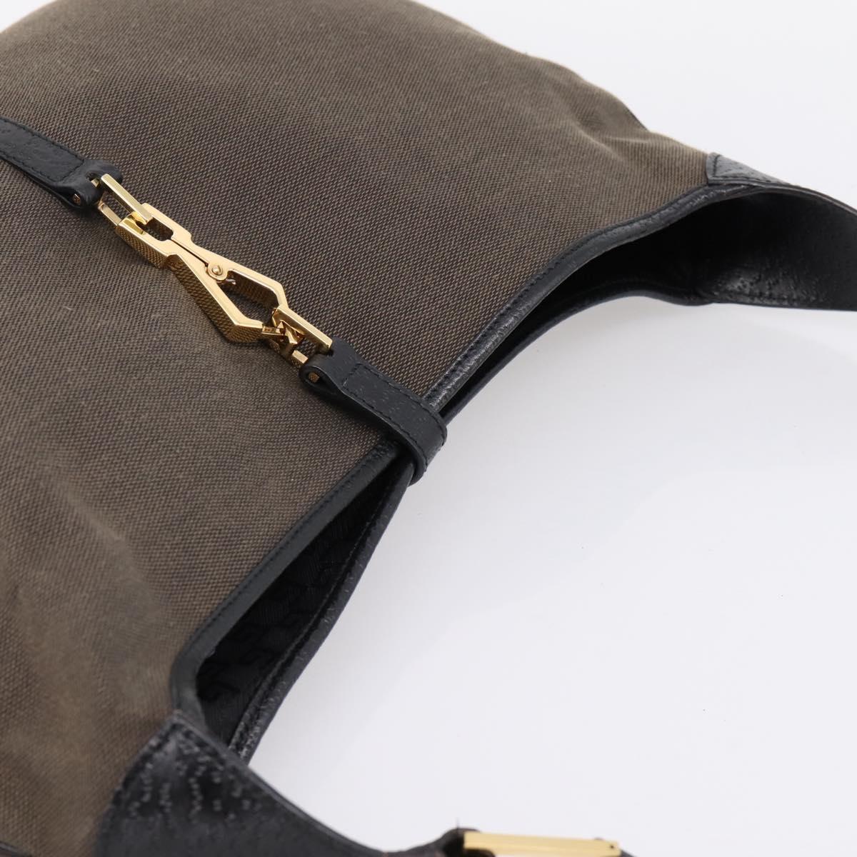 GUCCI Bamboo Jackie Shoulder Bag Canvas Brown Gold 001 4061 Auth 203473V