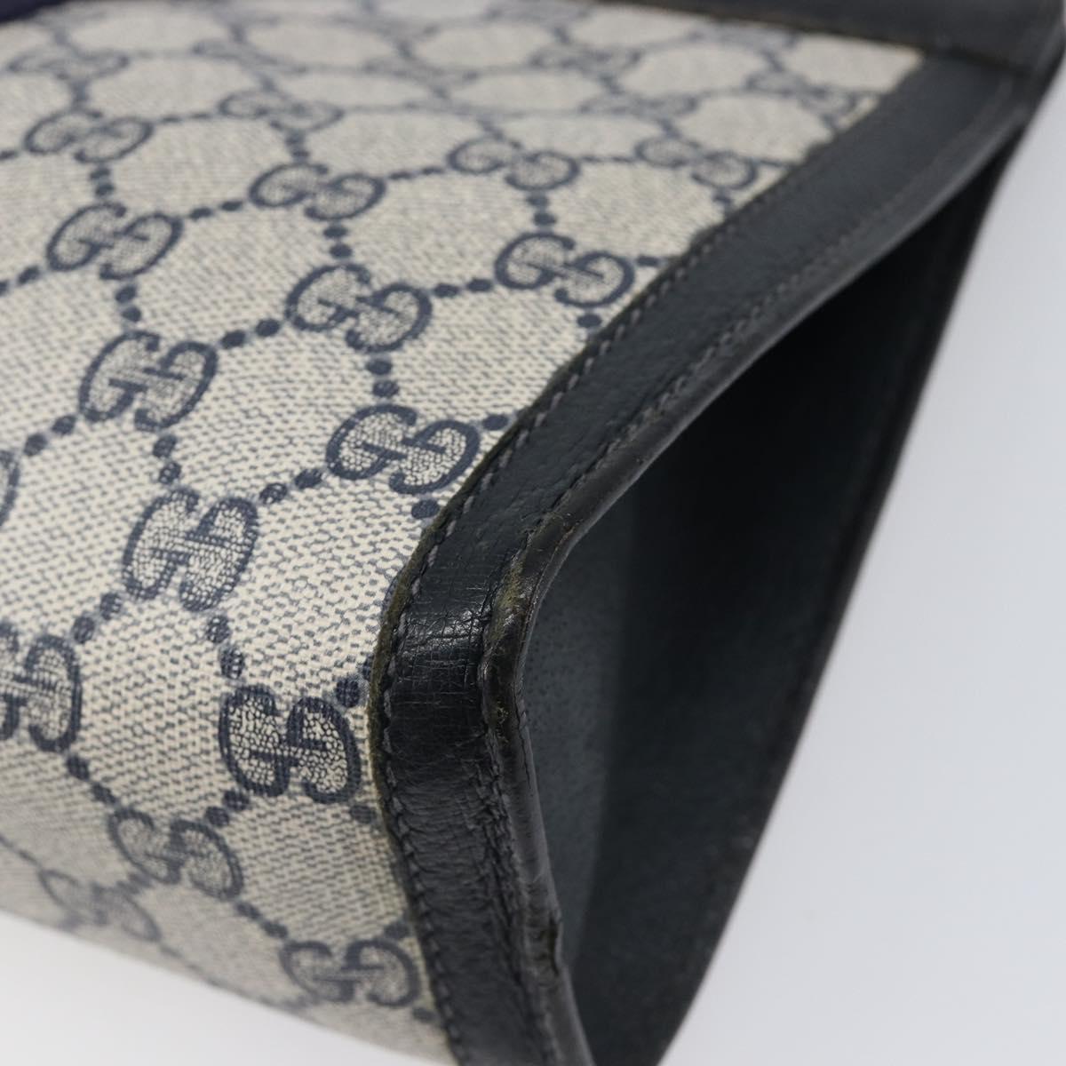 GUCCI GG Supreme Sherry Line Clutch Bag PVC Navy 67 014 2125 Auth 203478