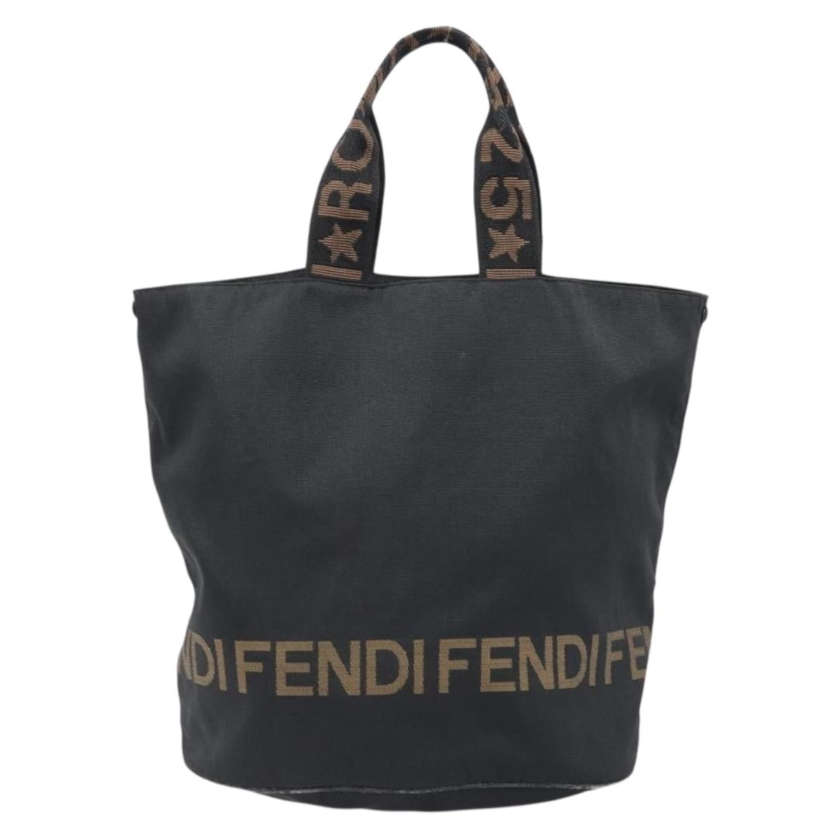 FENDI Hand Bag Canvas Black Auth 203480