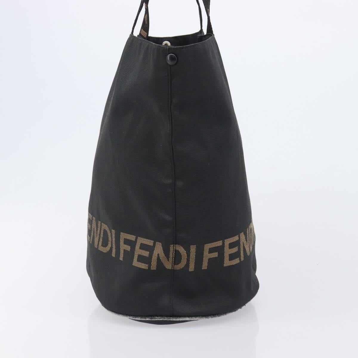 FENDI Hand Bag Canvas Black Auth 203480