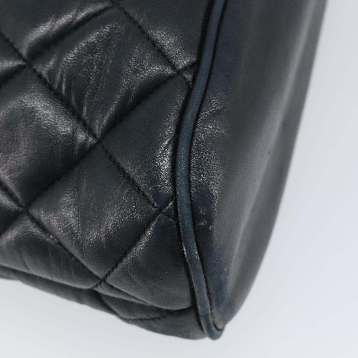 CHANEL Matelasse Chain Shoulder Bag Lamb Skin Black Gold CC Auth 203481V
