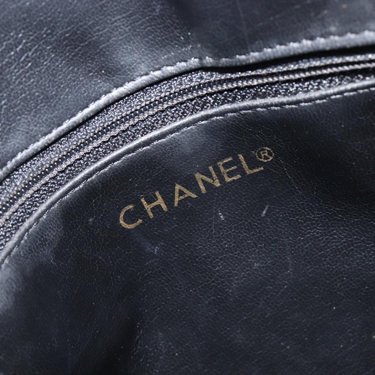 CHANEL Matelasse Chain Shoulder Bag Lamb Skin Black Gold CC Auth 203481V