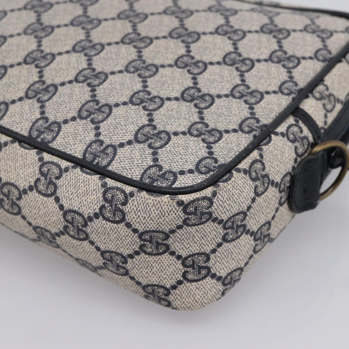 GUCCI GG Supreme Clutch Bag PVC Navy Gold Tone Auth 203482
