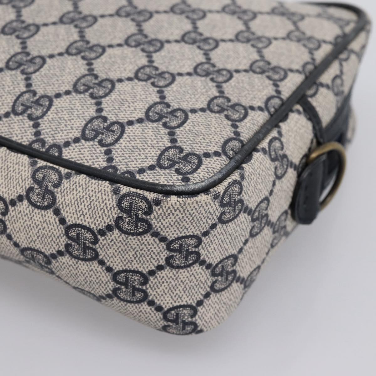 GUCCI GG Supreme Clutch Bag PVC Navy Gold Tone Auth 203482