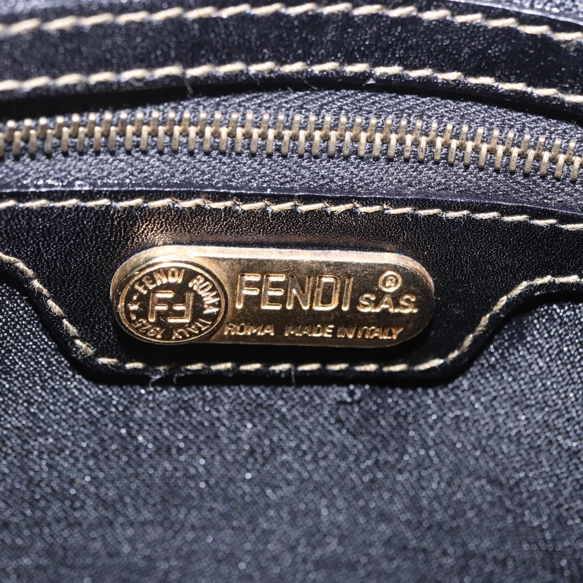 FENDI Pecan Clutch Bag PVC Leather Brown Gold Tone Auth 203483V