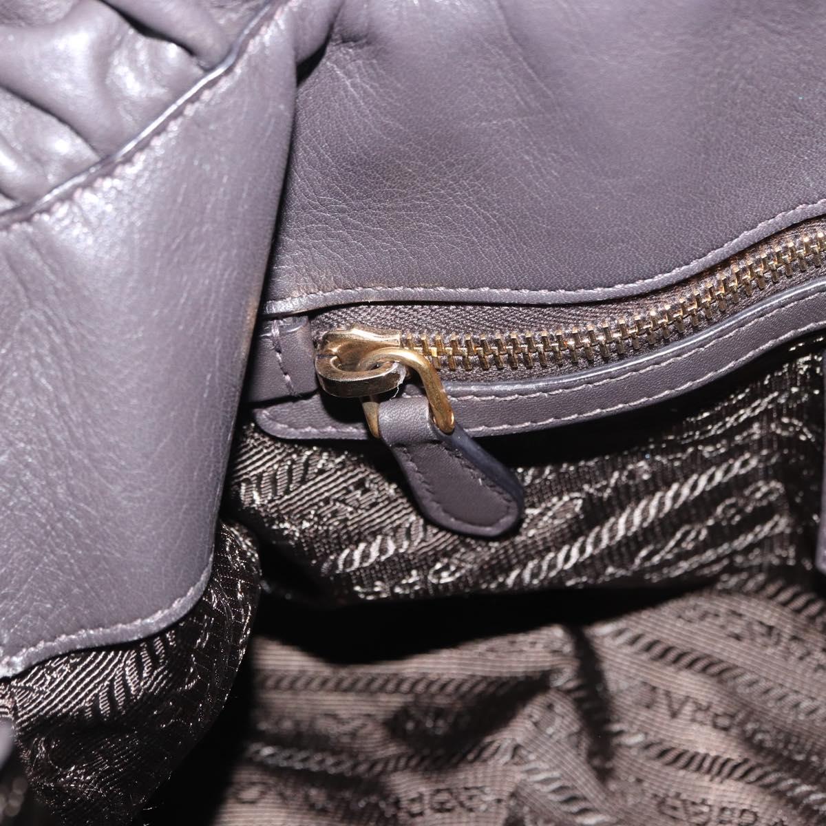 PRADA Hand Bag Leather 2way Brown Gold Auth 203484M