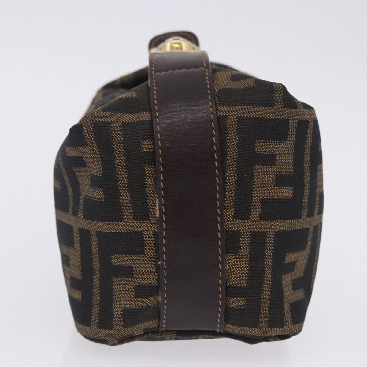 FENDI Zucca Canvas Hand Bag Black Brown Auth 203488