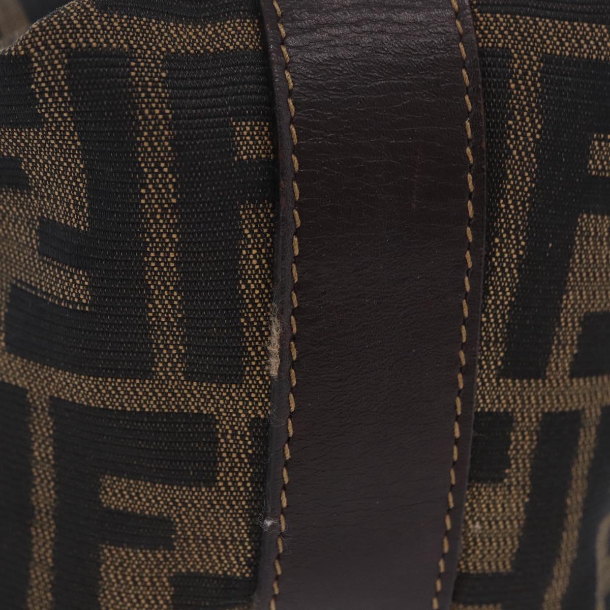 FENDI Zucca Canvas Hand Bag Black Brown Auth 203488