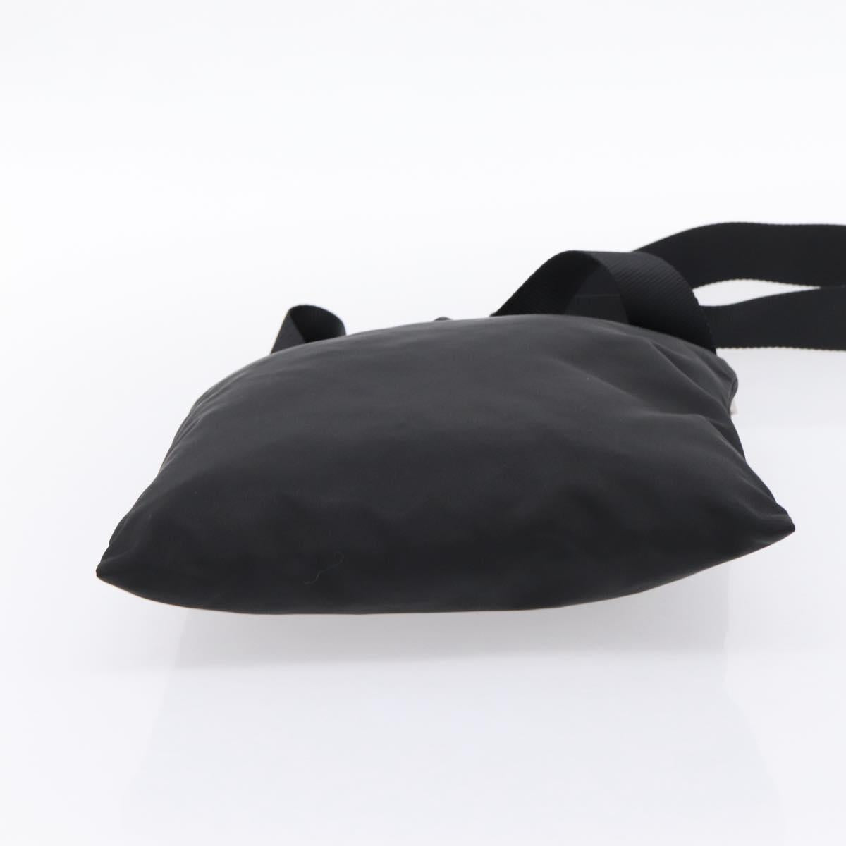 PRADA Shoulder Bag Nylon Black Silver Auth 203489A