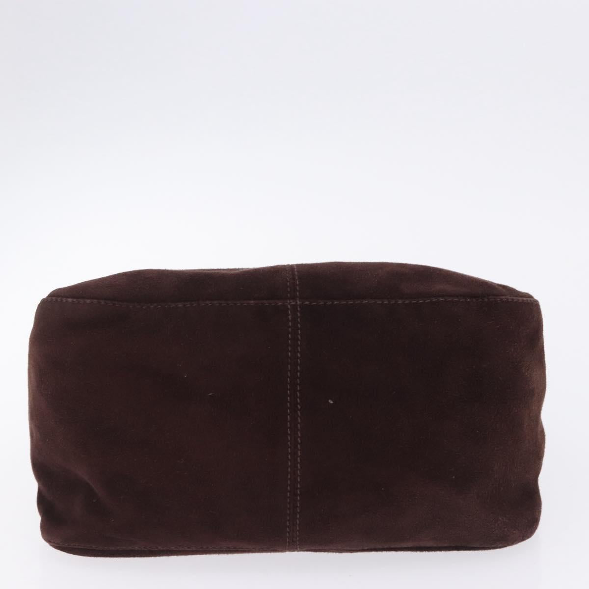 FENDI Mamma Baguette Shoulder Bag Suede Brown Gold Auth 203494V