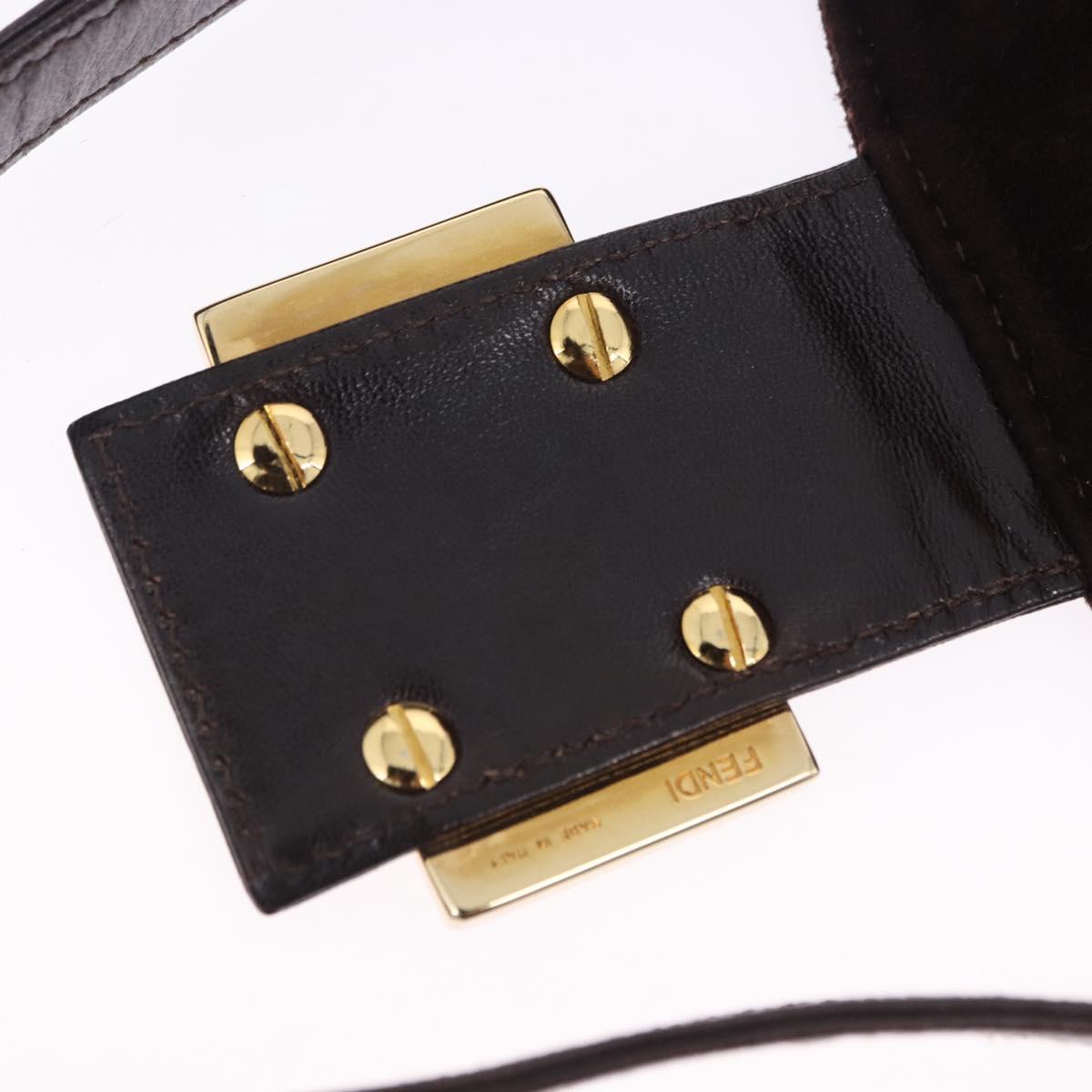 FENDI Mamma Baguette Shoulder Bag Suede Brown Gold Auth 203494V