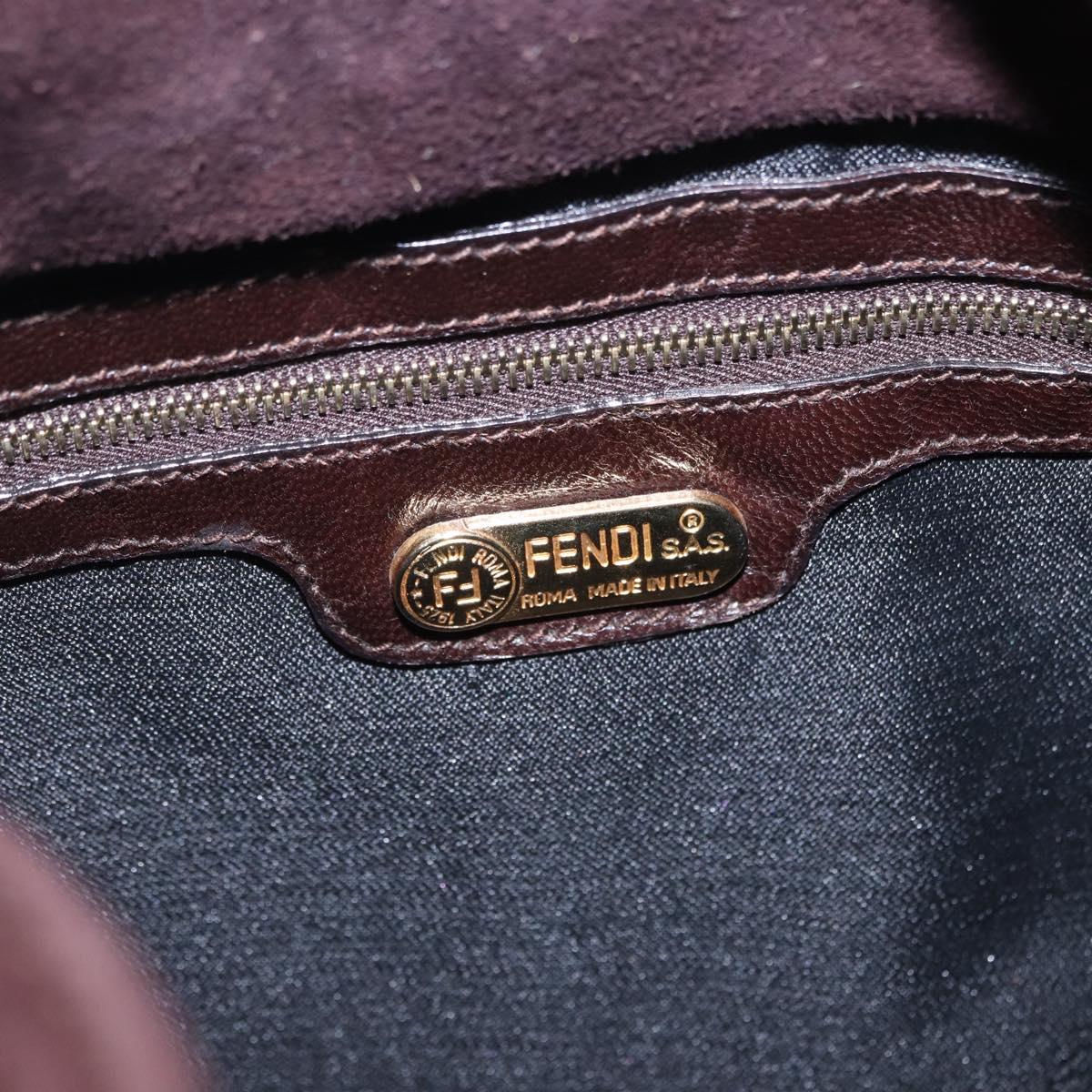 FENDI Mamma Baguette Shoulder Bag Suede Brown Gold Auth 203494V