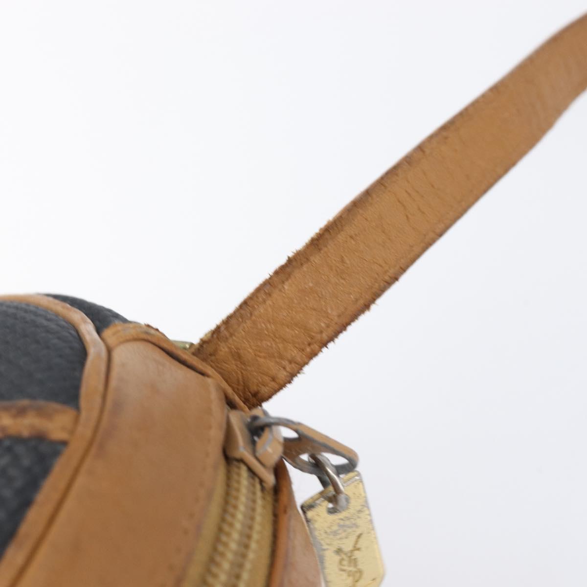 SAINT LAURENT Shoulder Bag PVC Canvas Black Gold Auth 203496
