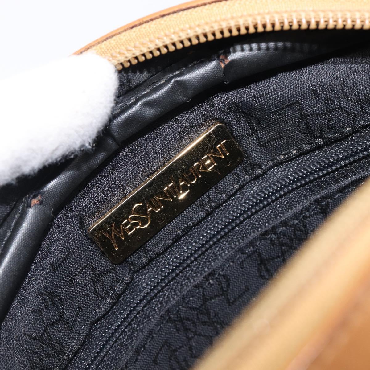 SAINT LAURENT Shoulder Bag PVC Canvas Black Gold Auth 203496