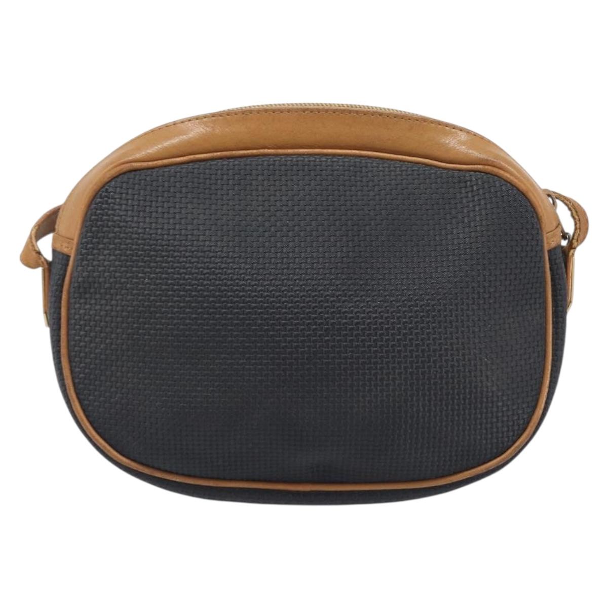 SAINT LAURENT Shoulder Bag PVC Canvas Black Gold Auth 203496