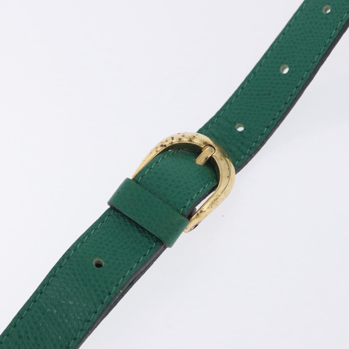 SAINT LAURENT Shoulder Bag Leather Green Gold Tone Auth 203497