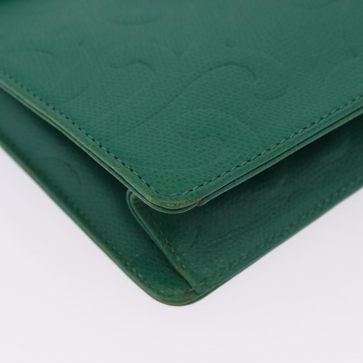 SAINT LAURENT Shoulder Bag Leather Green Gold Tone Auth 203497