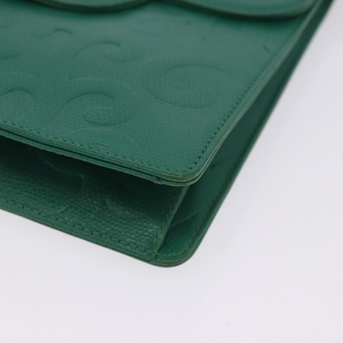 SAINT LAURENT Shoulder Bag Leather Green Gold Tone Auth 203497