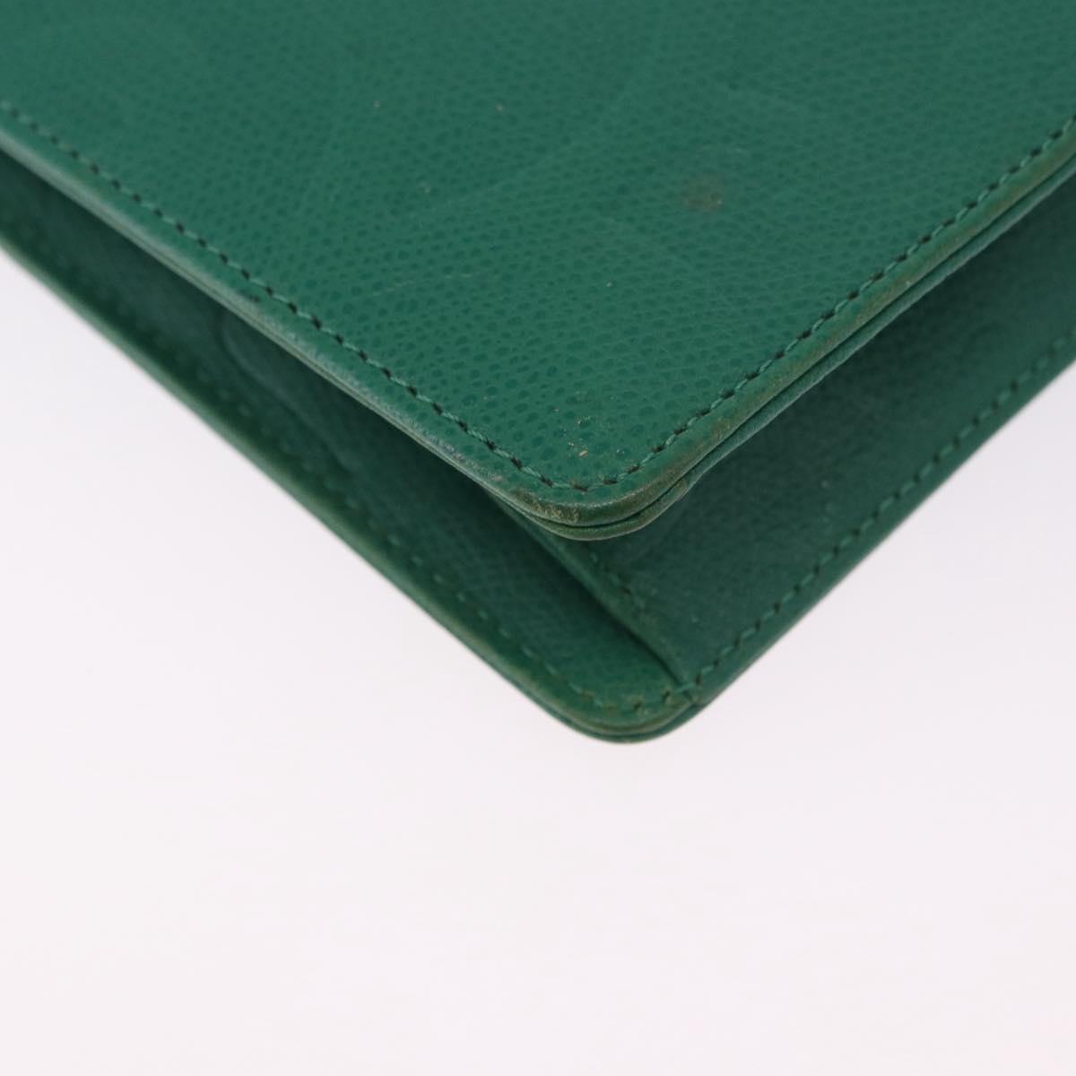 SAINT LAURENT Shoulder Bag Leather Green Gold Tone Auth 203497