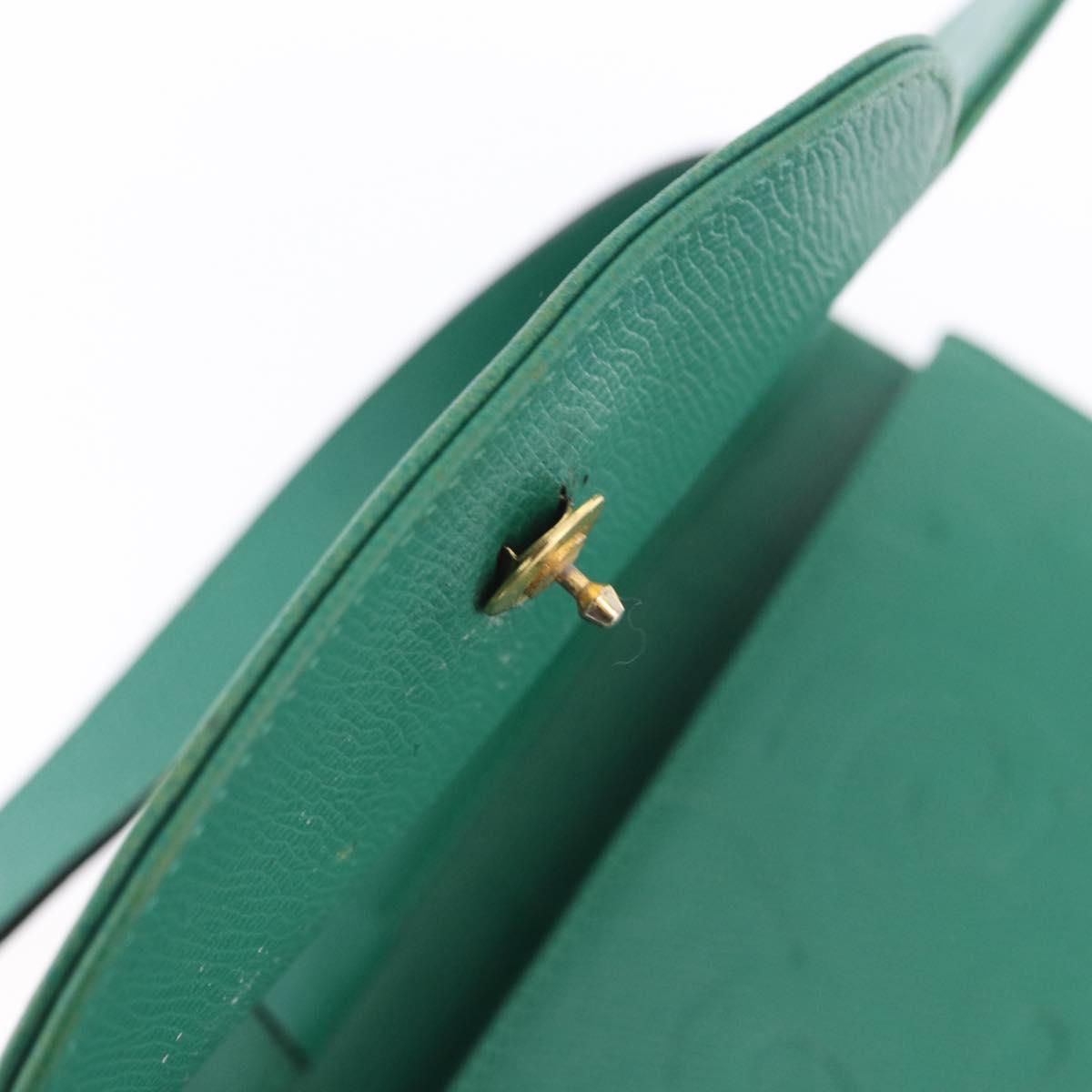 SAINT LAURENT Shoulder Bag Leather Green Gold Tone Auth 203497