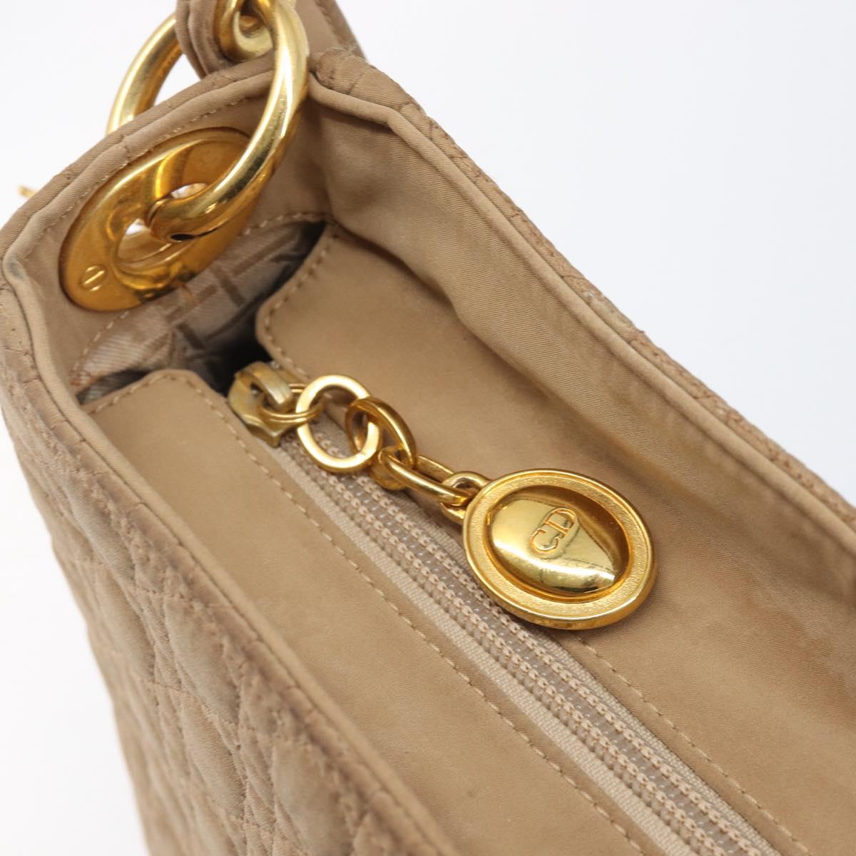 Christian Dior Canage Shoulder Bag Canvas Beige Gold Auth 203499