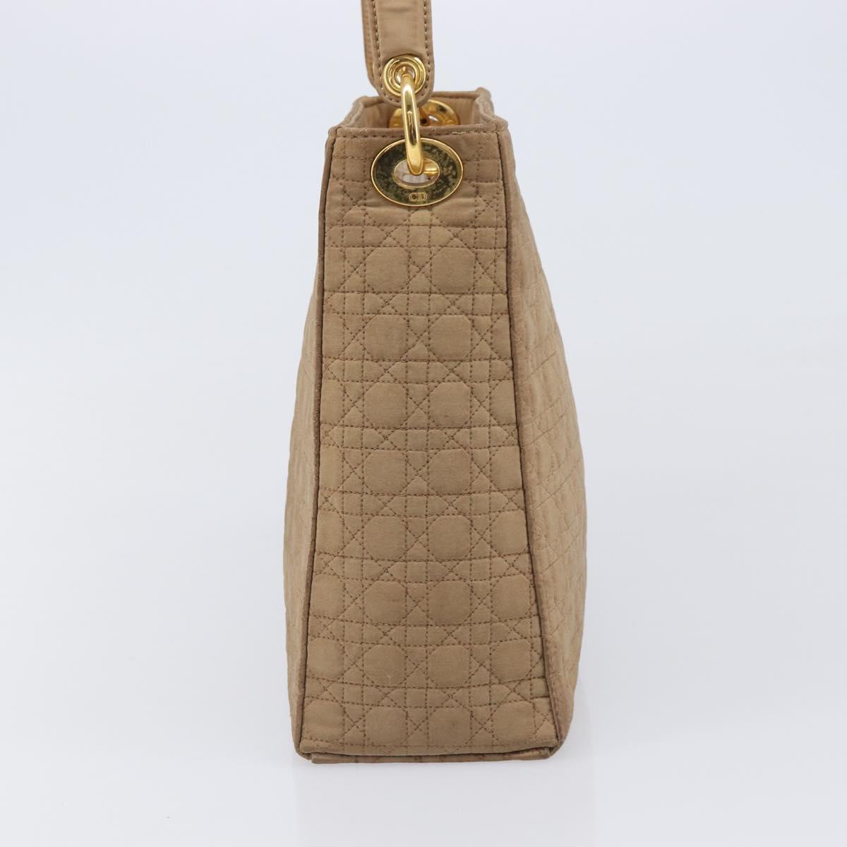 Christian Dior Canage Shoulder Bag Canvas Beige Gold Auth 203499