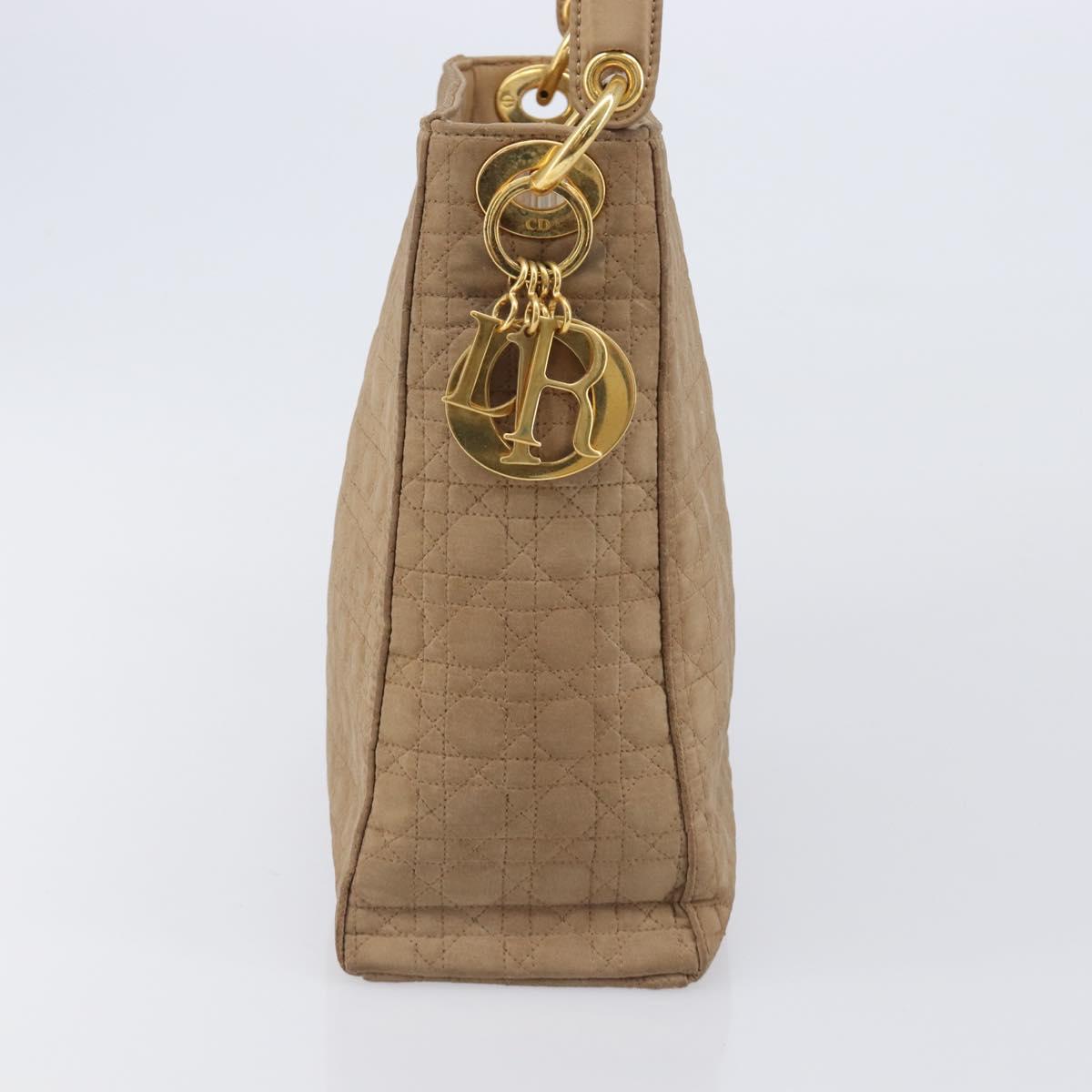 Christian Dior Canage Shoulder Bag Canvas Beige Gold Auth 203499