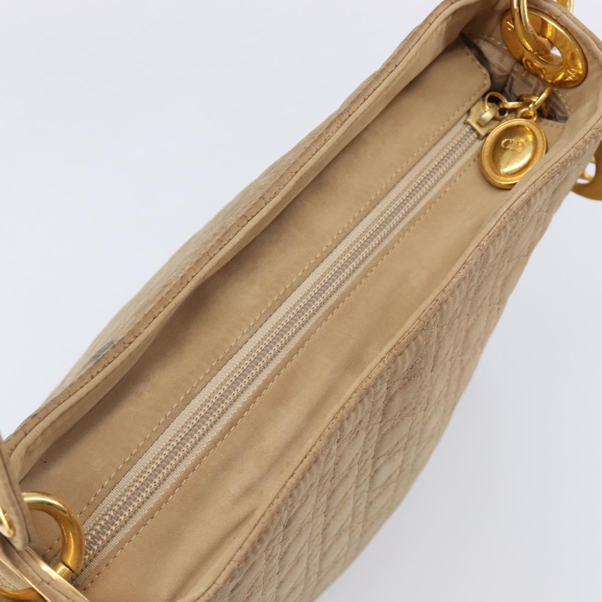 Christian Dior Canage Shoulder Bag Canvas Beige Gold Auth 203499