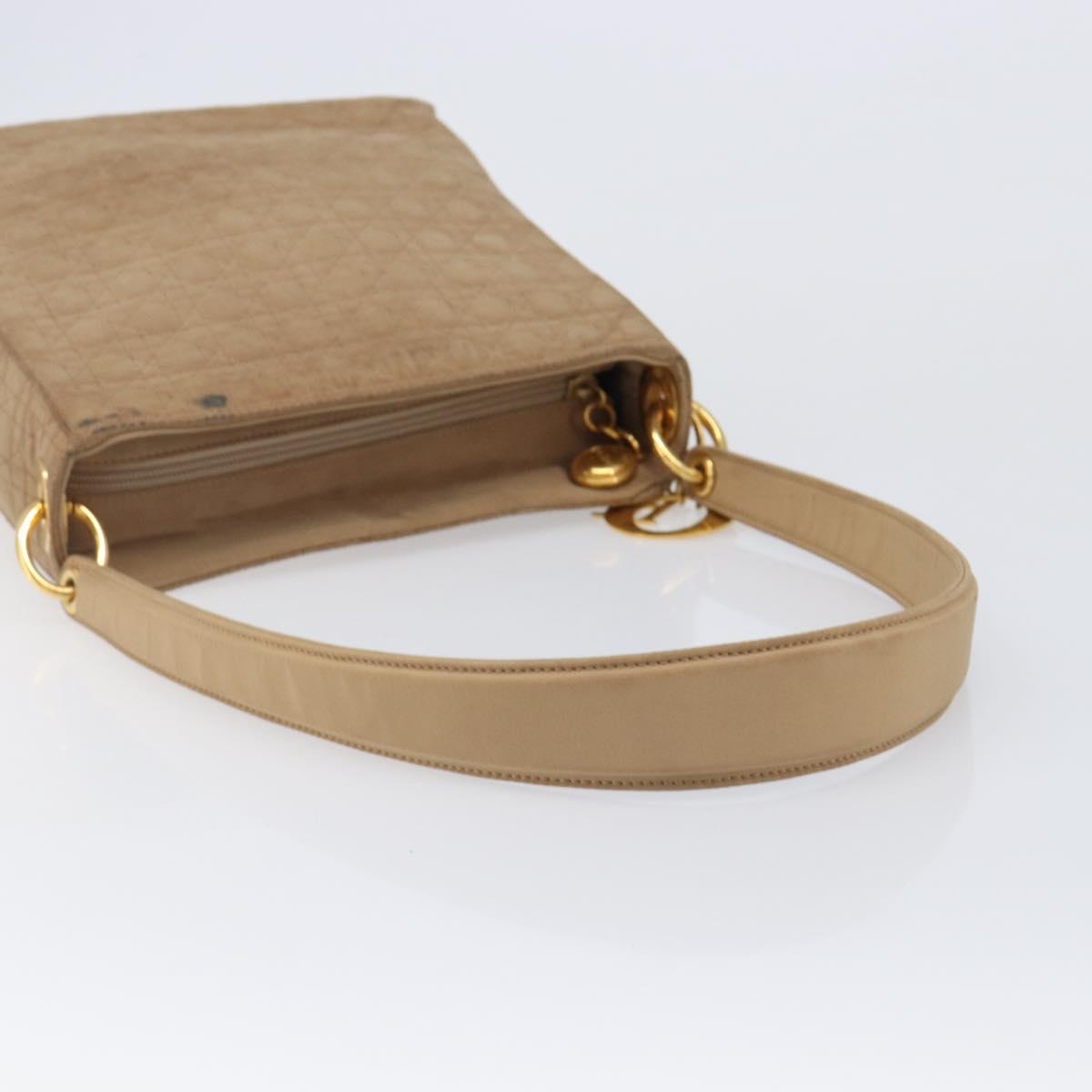 Christian Dior Canage Shoulder Bag Canvas Beige Gold Auth 203499