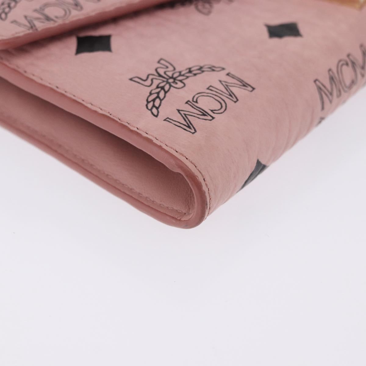 MCM Vicetos Patricia Chain Shoulder Wallet PVC Leather Pink Gold Auth 203500A