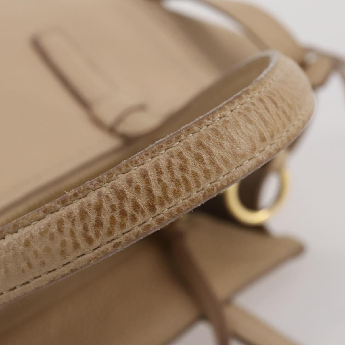 Salvatore Ferragamo Gancini Hand Bag Leather 2way Beige Gold Auth 203581