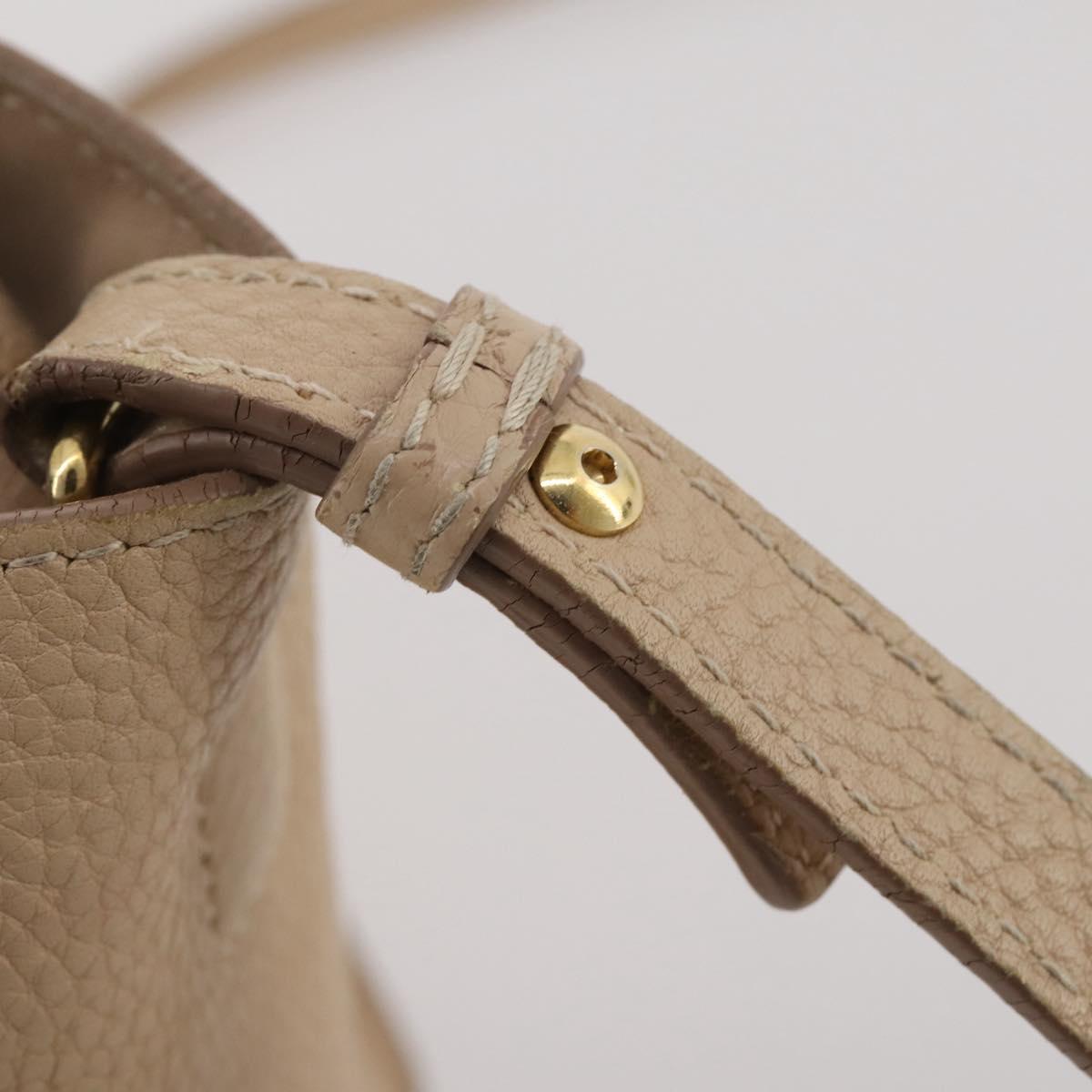 Salvatore Ferragamo Gancini Hand Bag Leather 2way Beige Gold Auth 203581