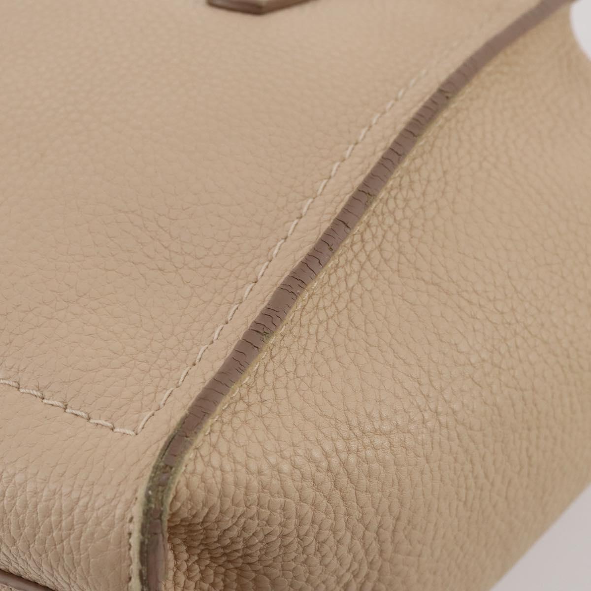 Salvatore Ferragamo Gancini Hand Bag Leather 2way Beige Gold Auth 203581