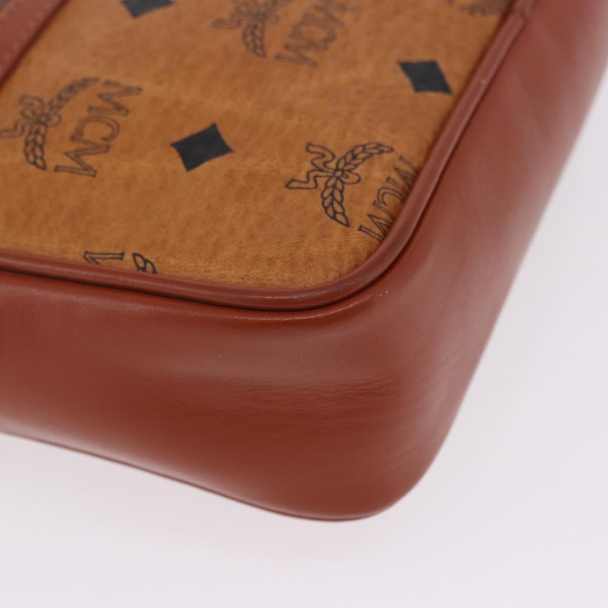 MCM Vicetos Shoulder Bag PVC Leather Brown Gold Tone Auth 203589