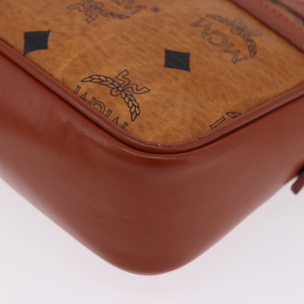 MCM Vicetos Shoulder Bag PVC Leather Brown Gold Tone Auth 203589